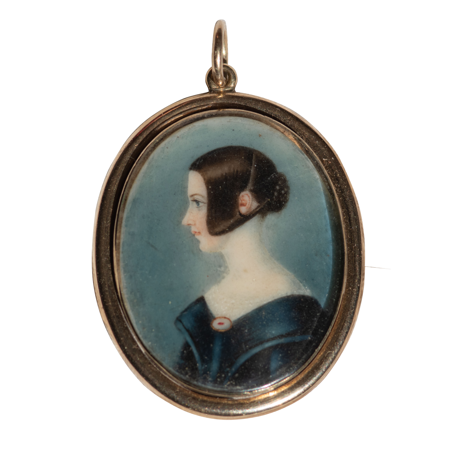 Victorian Mourning Portrait Miniature Pendant