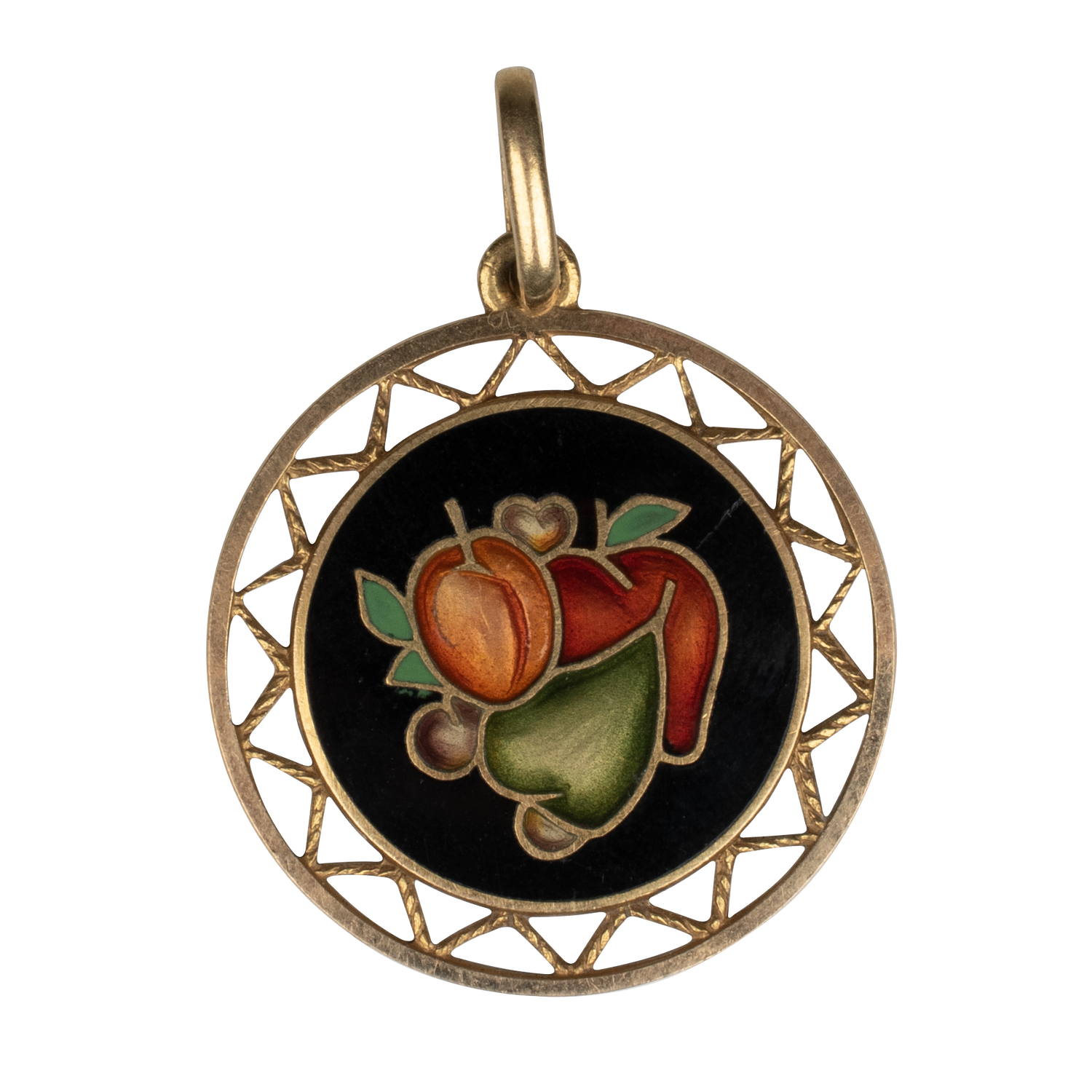 Vintage 18k Enamel Fruit Charm