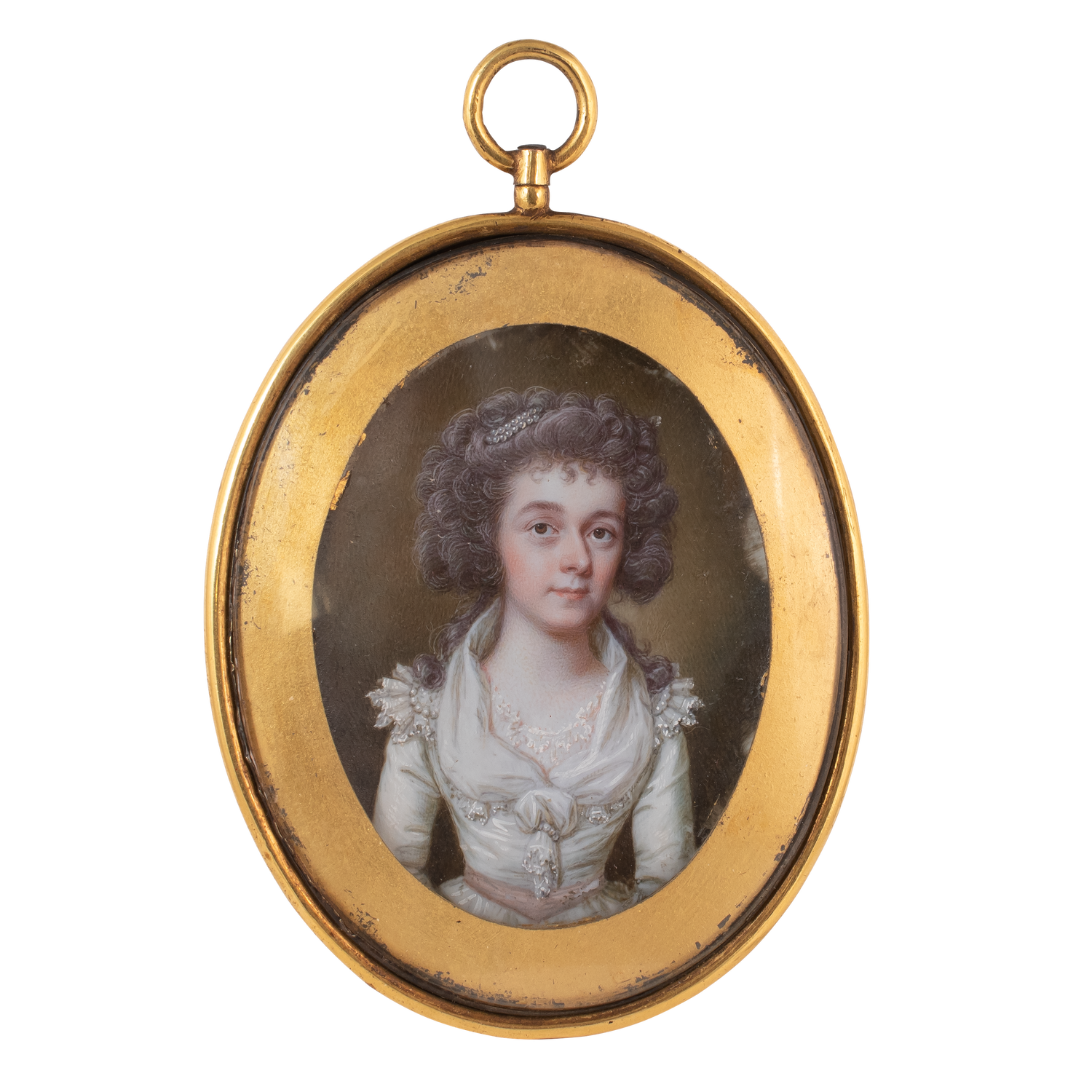 Late 18th Century Gilt Portrait Miniature Pendant