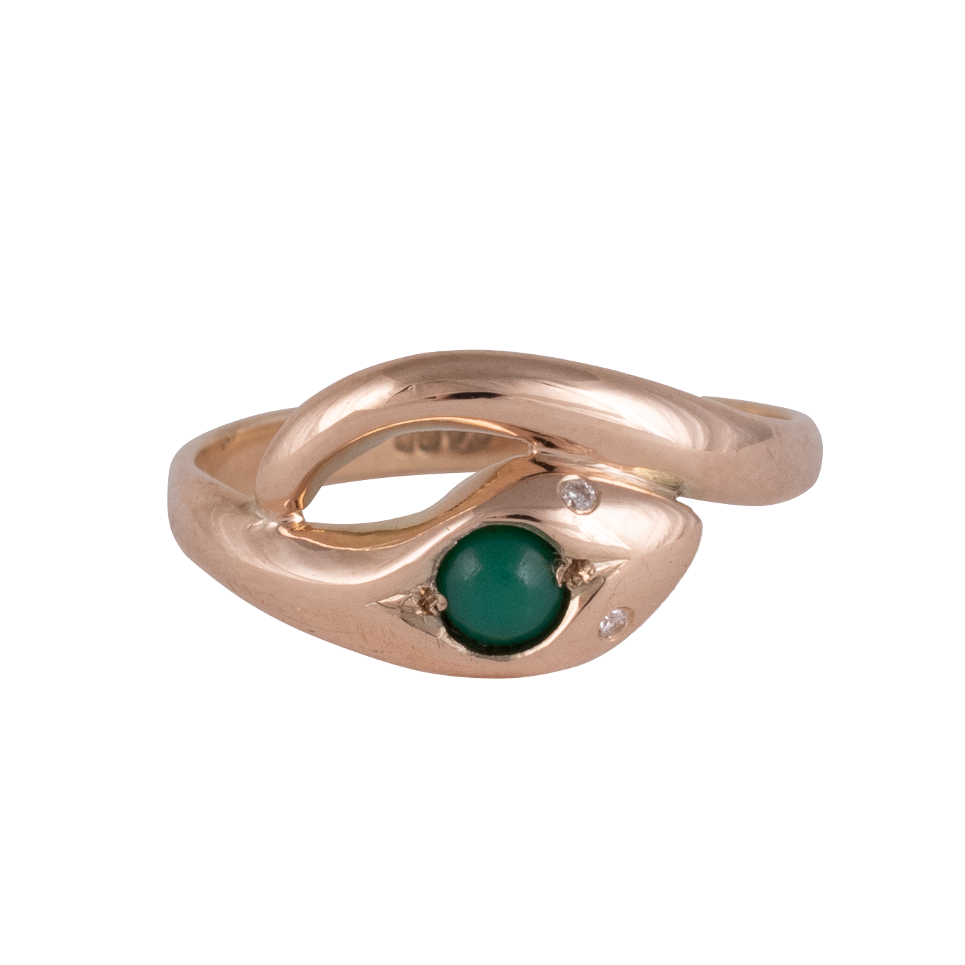 Victorian 9k Snake Ring with Turquoise Cabochon and Diamond Eyes